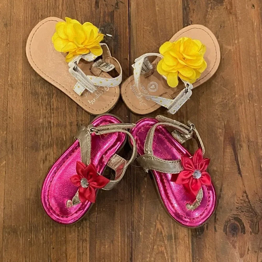 Stepping Stones + Genuine Kids Floral Sandals Set of Two Size 4
